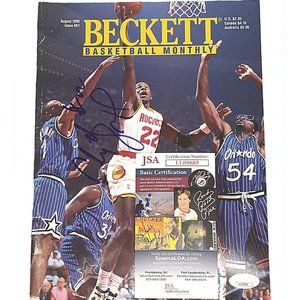 Clyde Drexler Rockets Signed NBA Basketball Beckett Guide Magazine JSA Autograph